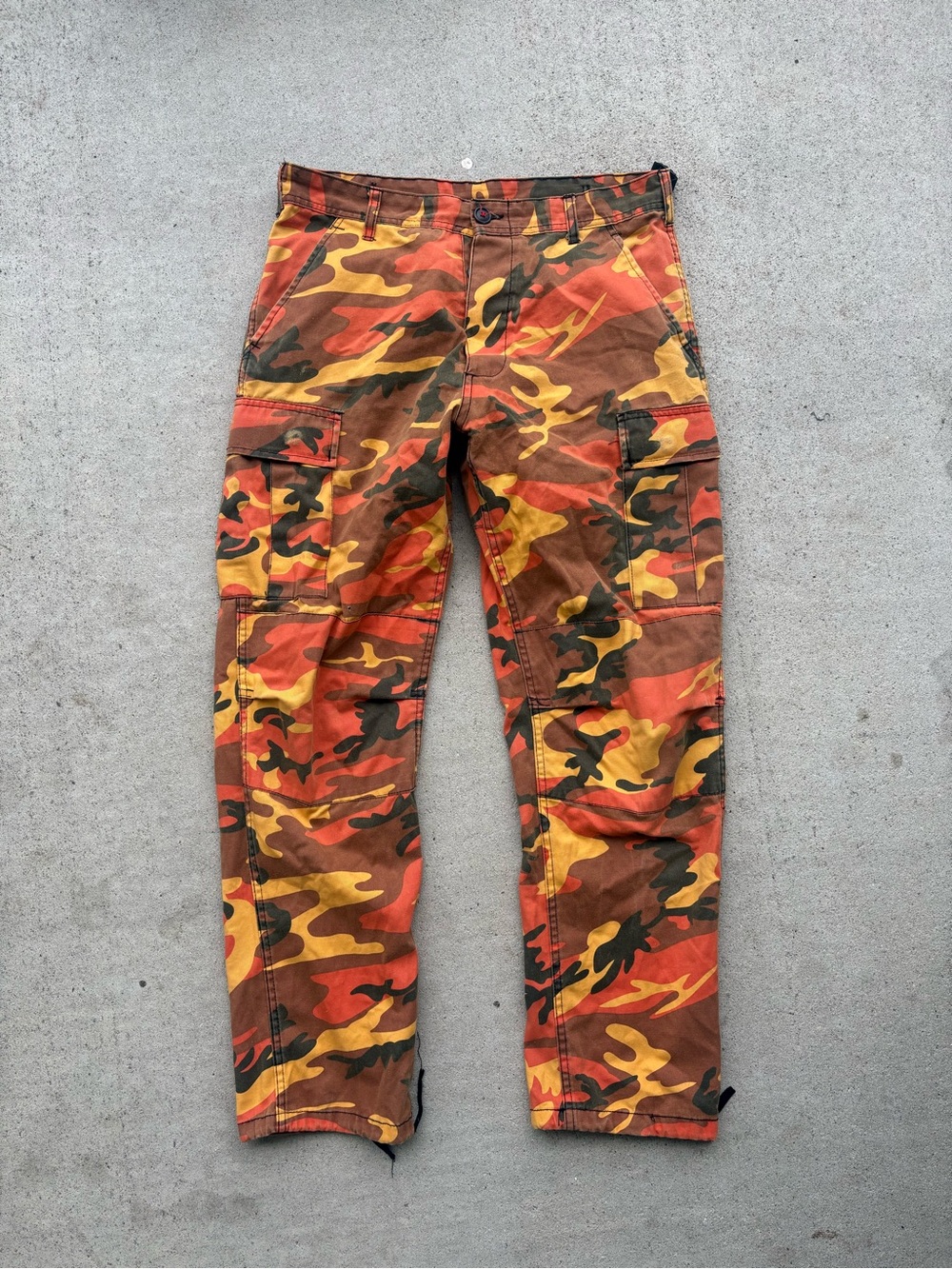 Vintage Orange Camo Cargo Pants Tactical Hunting Y2K Streetwear Mens 32x31
